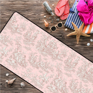 Elegant vintage rose gold toile de jouy desk mat