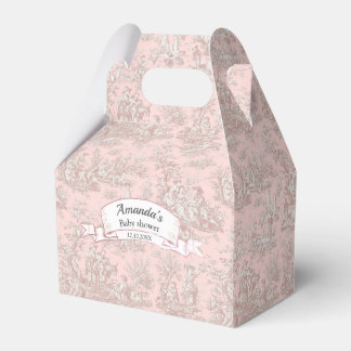 Elegant vintage rose gold toile de jouy monogram  favour box