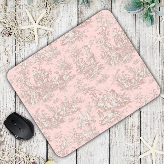 Elegant vintage rose gold toile de jouy  mouse mat (Creator Uploaded)
