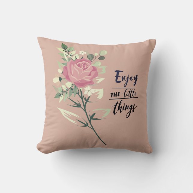 Elegant Vintage Rose Modern Quote Enjoy Cushion (Front)