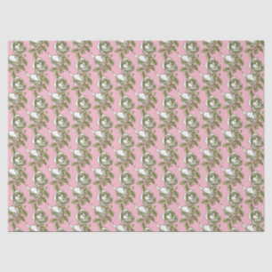 Elegant Vintage Rose Pattern on Pink Tissue Paper