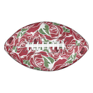 Elegant Vintage Rose Pattern - Red & Green Floral  American Football