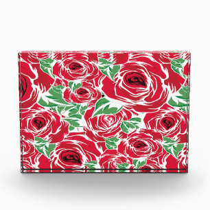 Elegant Vintage Rose Pattern - Red & Green Floral  Photo Block
