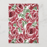 Elegant Vintage Rose Pattern - Red & Green Floral