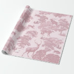 Elegant Vintage Rosé Pink Toile Deer Woodland Wrapping Paper<br><div class="desc">Inspired by the classic vintage French toile de jouy linen fabric pattern, with forest animals, deer, fox, trees, wonderful naturalist pattern for the holiday season or any other occasion. The shade of pink is closest to purple and is perfect for weddings, pink Christmas décor and gift wrapping, girl birthdays, baby...</div>