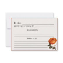 Elegant Vintage Rose Recipe Card–Printable Floral