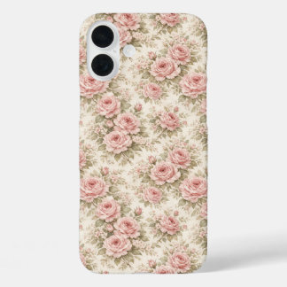 Elegant Vintage Rose Seamless Floral Pattern iPhone 16 Plus Case