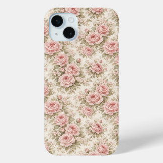 Elegant Vintage Rose Seamless Floral Pattern iPhone 15 Mini Case