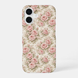 Elegant Vintage Rose Seamless Floral Pattern iPhone 16 Case