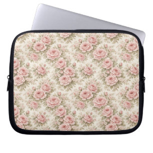 Elegant Vintage Rose Seamless Floral Pattern Laptop Sleeve