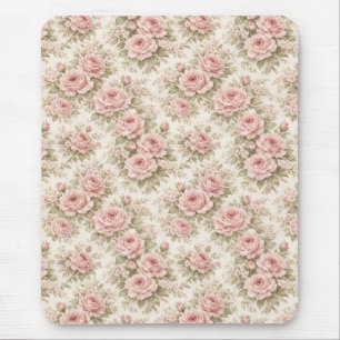 Elegant Vintage Rose Seamless Floral Pattern Mouse Mat