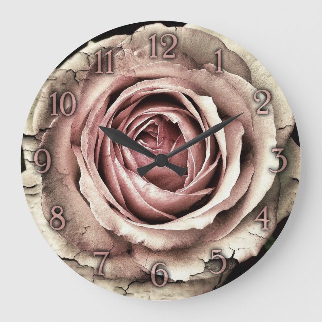 Elegant vintage rose wall clock (Front)