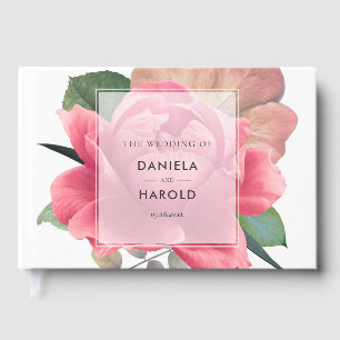 Elegant vintage rose wedding guest book