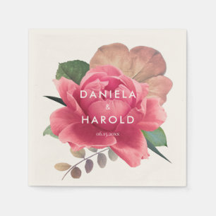 Elegant vintage rose wedding napkin