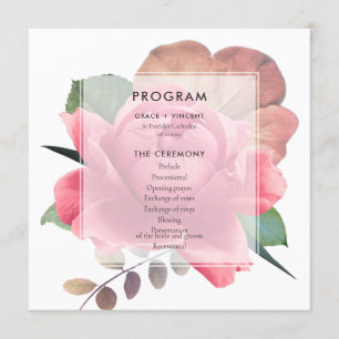 Elegant vintage rose wedding programme