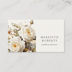 Elegant Vintage Roses Antique White Business Card