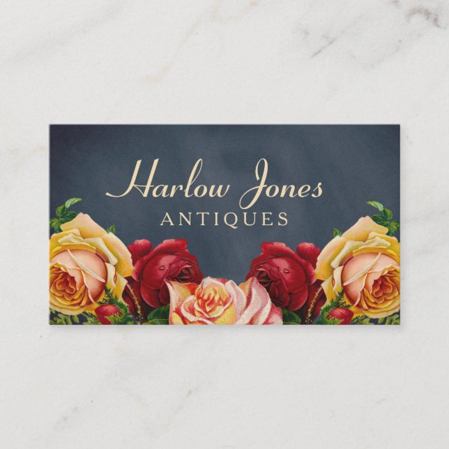 Elegant Vintage Roses  Business Card (Front)