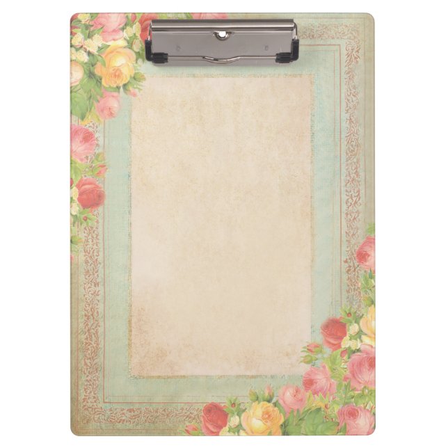 Elegant Vintage Roses Clipboard (Front)