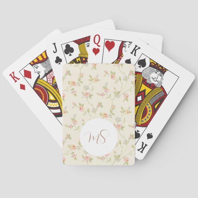 Elegant Vintage Roses Customised Playing Cards (Back)