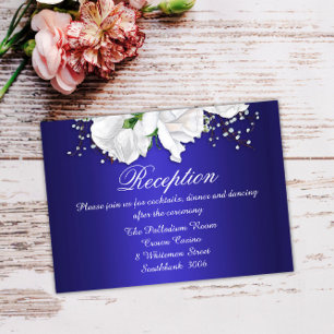 Elegant Vintage Roses Dark Blue Wedding Reception Enclosure Card
