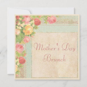 Elegant Vintage Roses Mother's Day Brunch Invitation
