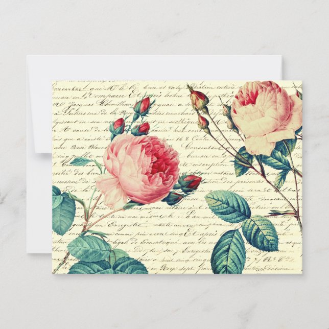 Elegant Vintage Roses on Handwritten French Script (Front)