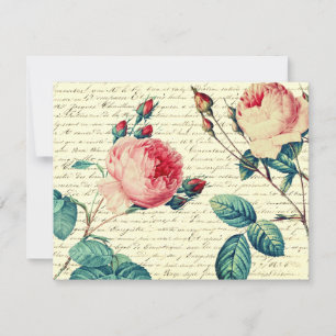 Elegant Vintage Roses on Handwritten French Script