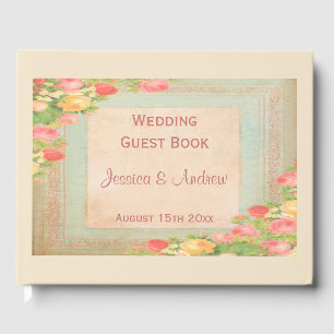 Elegant Vintage Roses Wedding Guest Book
