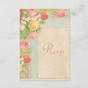 Elegant Vintage Roses Wedding RSVP Card