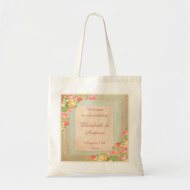 Elegant Vintage Roses Welcome Tote Bag (Front)