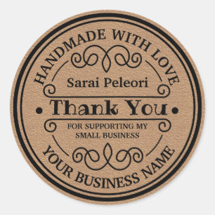 Elegant Vintage Round Frame Thank you  Classic Round Sticker