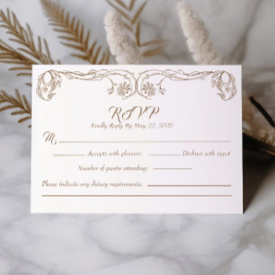 Elegant Vintage RSVP Card – Green Rose Filigree