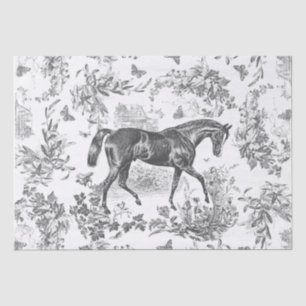 Elegant Vintage Rustic Black Horse Floral Toile Tissue Paper