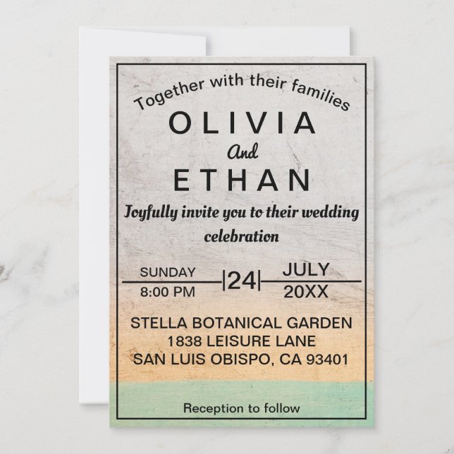 Elegant Vintage Rustic Colourful Abstract Wedding Invitation (Front)