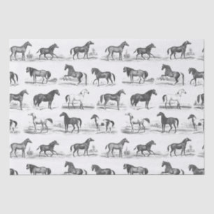 Elegant Vintage Rustic Horse Breeds Toile Tissue Paper