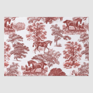 Elegant Vintage Rustic Red Horses Country Toile Tissue Paper