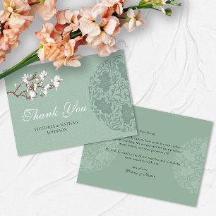 Elegant Vintage Sage Green Chinoiserie Thank You  Card