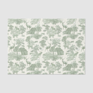 Elegant Vintage Sage Green Deer Woodland Toile Tissue Paper