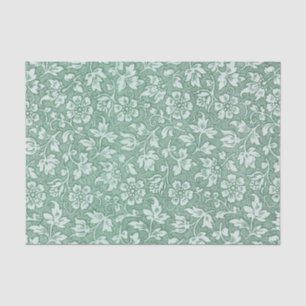 Elegant Vintage Sage Green Floral Pattern Tissue Paper