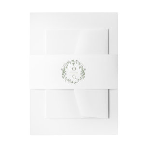 Elegant Vintage Sage Green French Floral Wedding  Invitation Belly Band