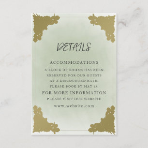 Elegant Vintage Sage Green Gold Details Enclosure Card