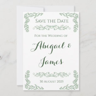 Elegant & Vintage Sage Green Save the Date Wedding Invitation