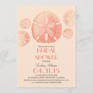 Elegant vintage sand dollar beach bridal shower invitation