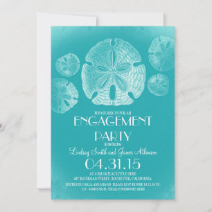 Elegant vintage sand dollar beach engagement party invitation