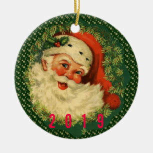 Elegant Vintage Santa Editable Circle Ornament