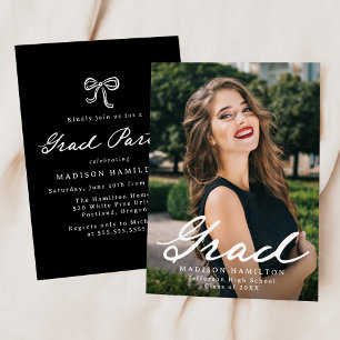 Elegant Vintage Script Photo Graduation Party Invitation