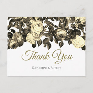 Elegant Vintage Sepia Beige Roses with Message Postcard