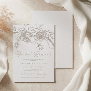Elegant Vintage Sepia Bridal Shower Brunch Invitation