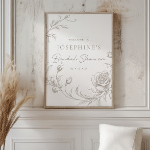 Elegant Vintage Sepia Bridal Shower Welcome Sign