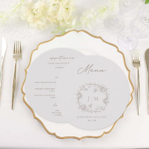 Elegant Vintage Sepia Floral Wedding Round Menu